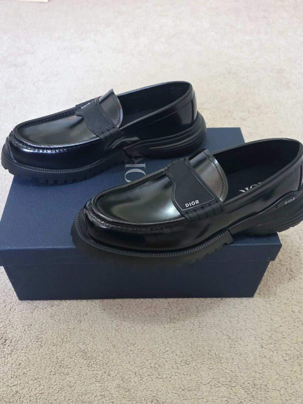 DIOR HOMME Black Polished Calfskin Combat Loafer 45 - Picture 3 of 10